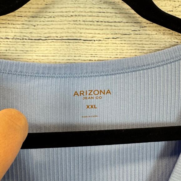 Arizona Jean Co Plus Size Light Blue Ribbed Short Sleeve Cinched Top Size XXL - Picture 5 of 8
